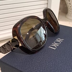 Dior "Lady" Oversized Tortoiseshell Sunglasses